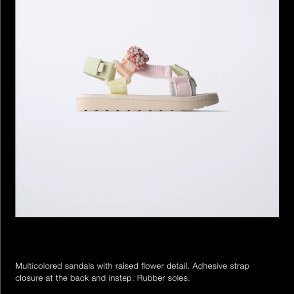 Zara kids, pink, floral strap sandals, size 10.5 - Picture 2 of 6